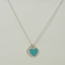 Tiffany Return to Blue Double Heart Tag Pendant Silver 60014069 Women's