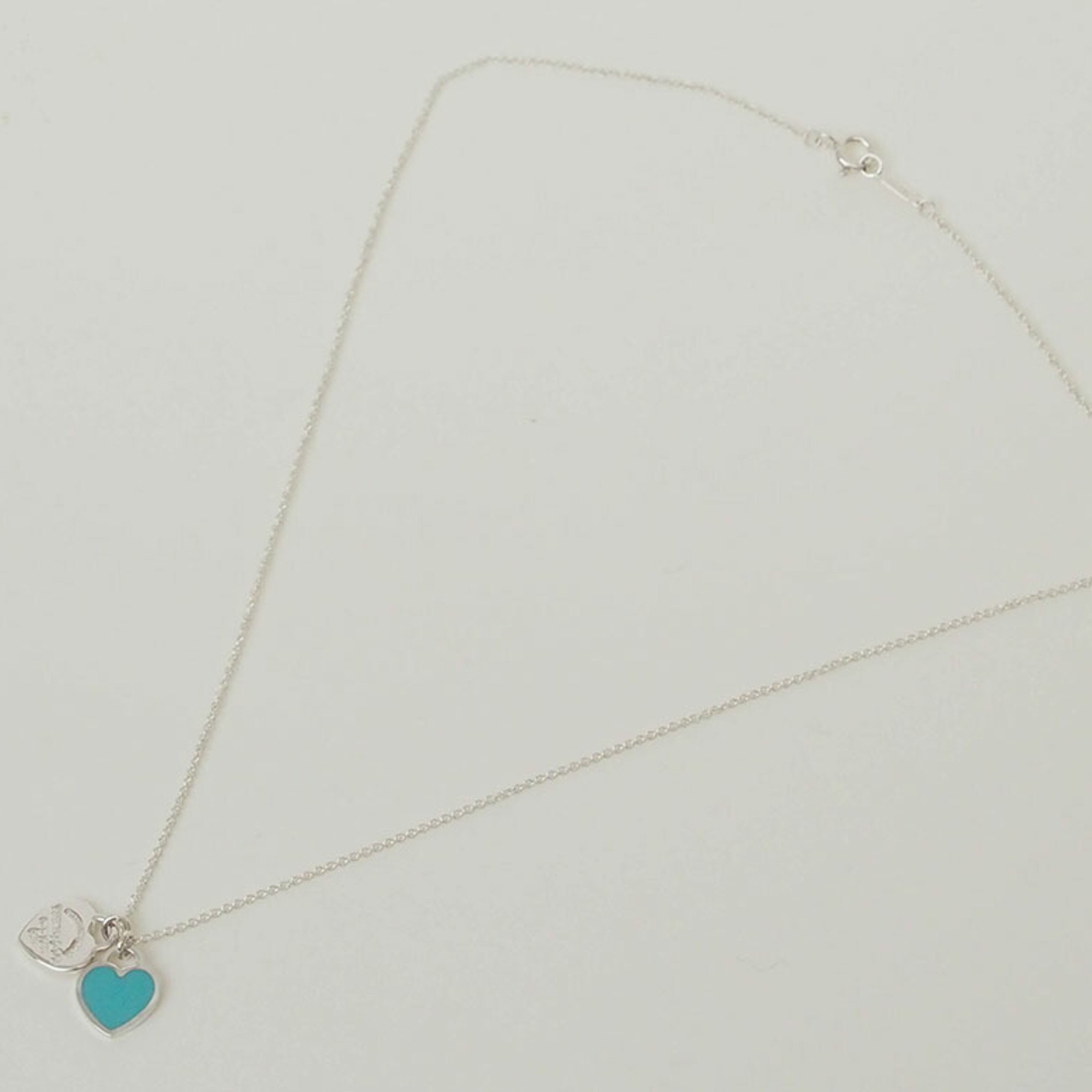 Tiffany Return to Blue Double Heart Tag Pendant Silver 60014069 Women's