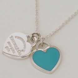 Tiffany Return to Blue Double Heart Tag Pendant Silver 60014069 Women's