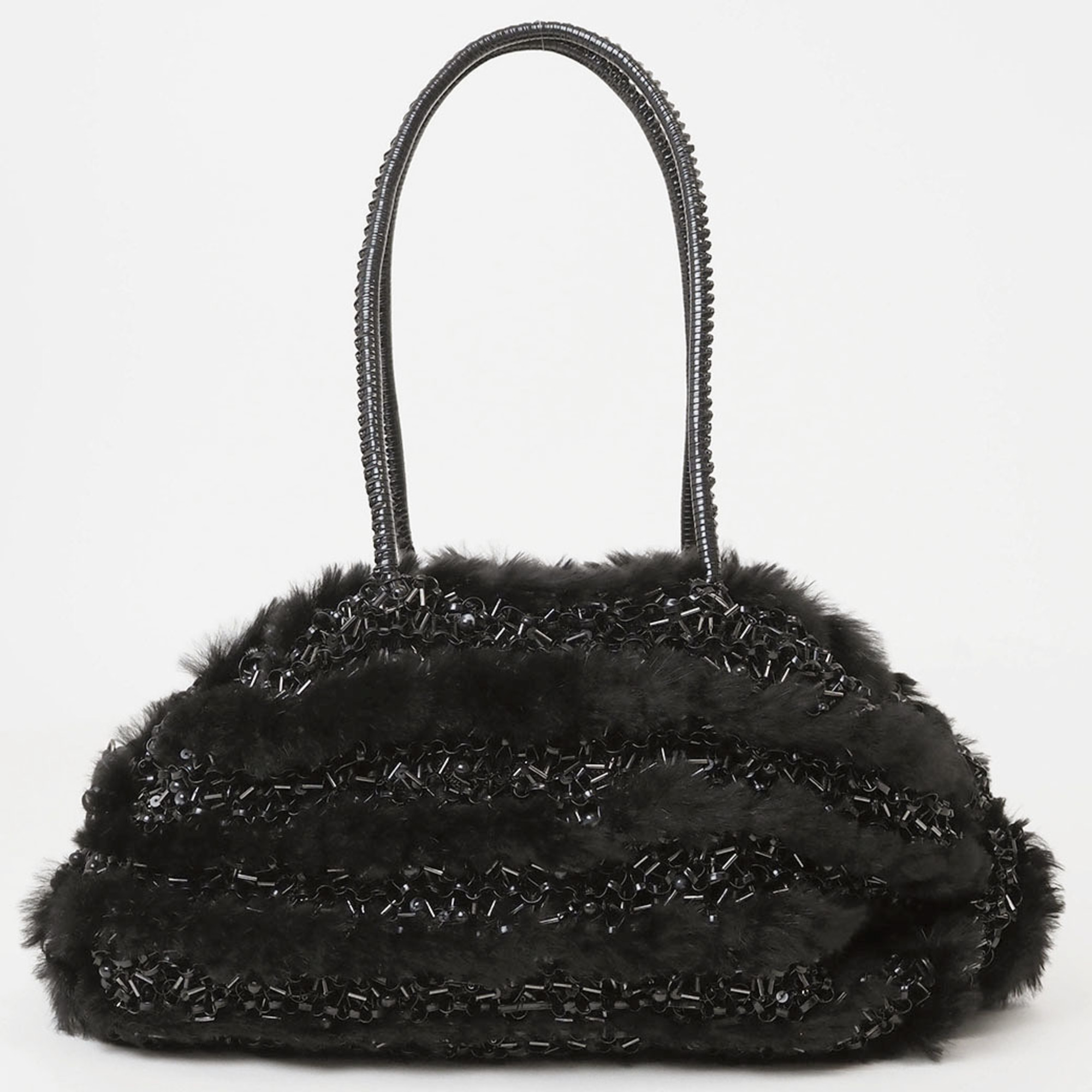 ANTEPRIMA Fur Wire Handbag Black Women's PVC Shoulder Bag