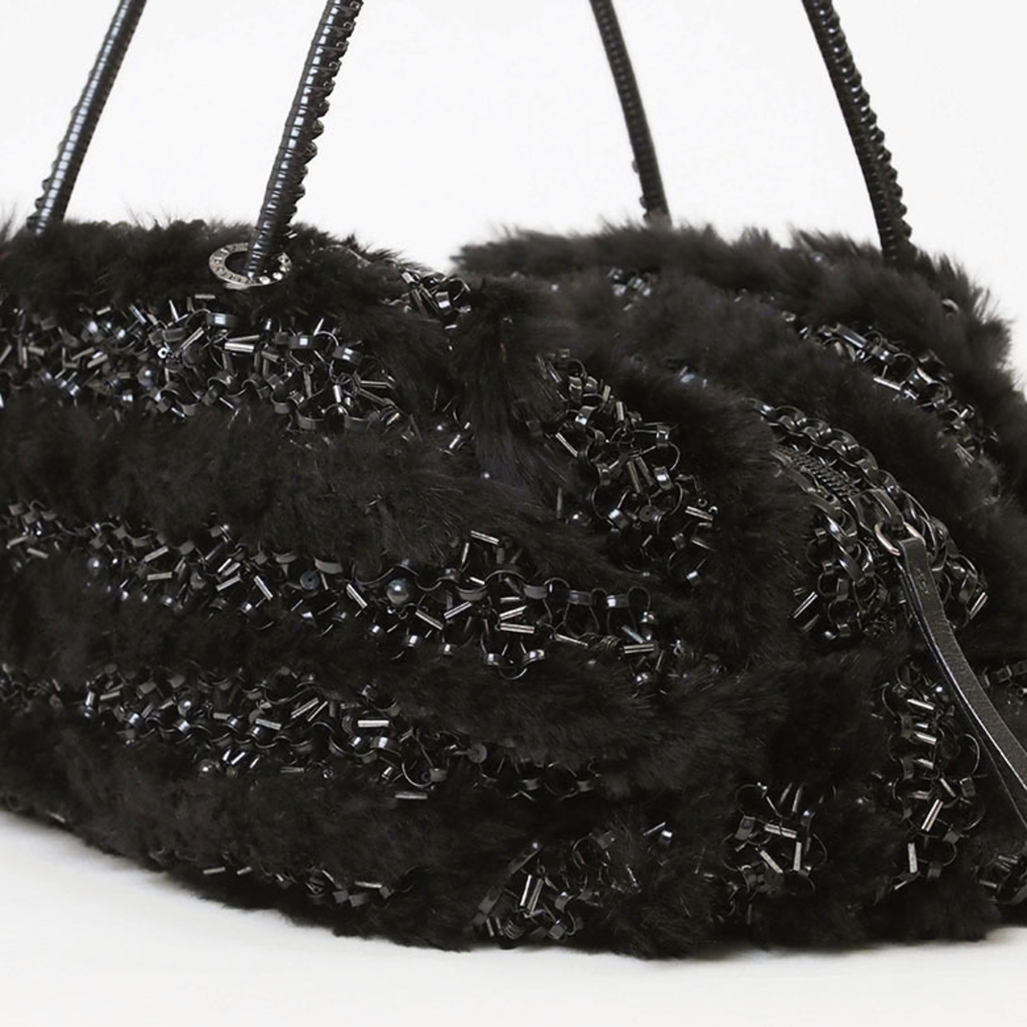 ANTEPRIMA Fur Wire Handbag Black Women's PVC Shoulder Bag