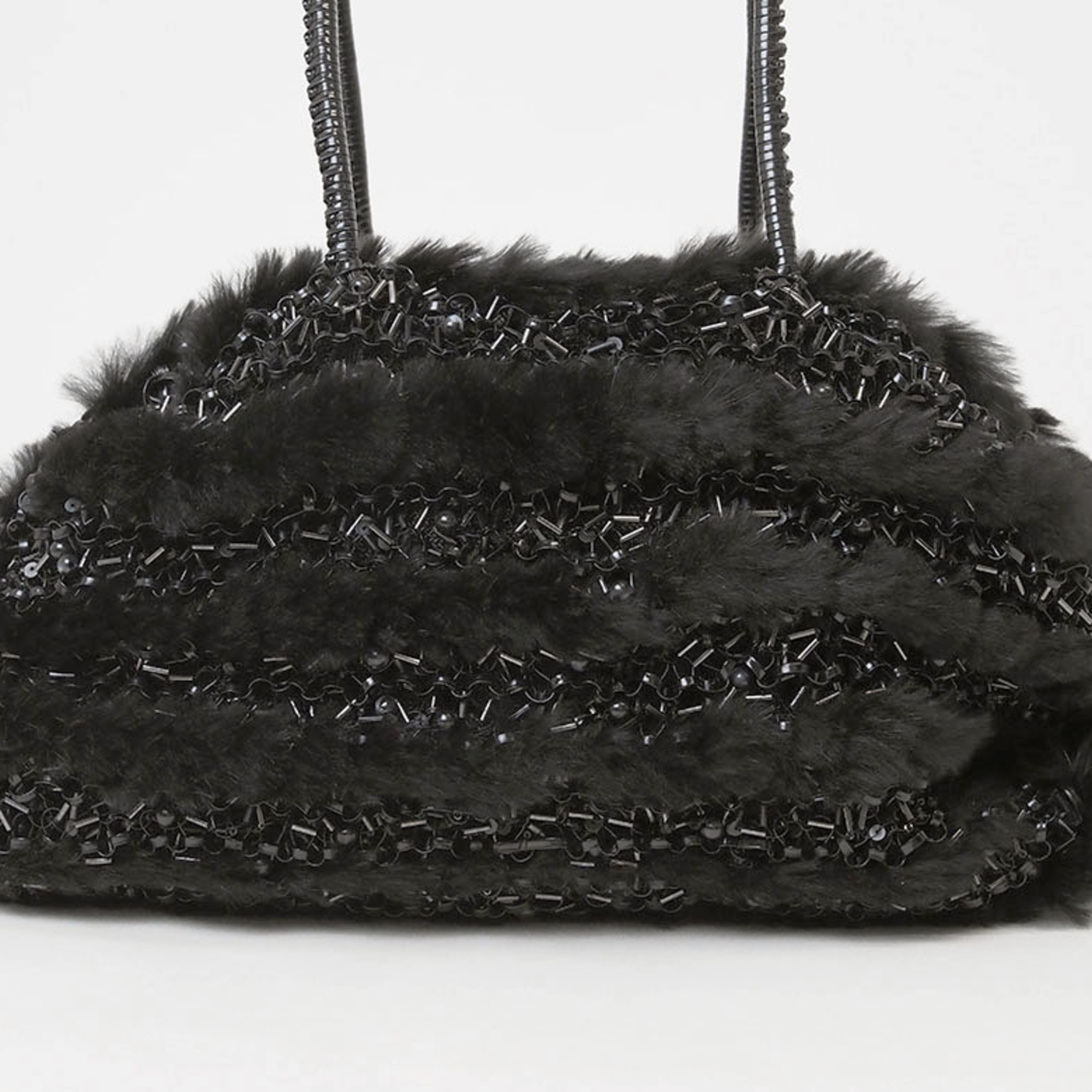 ANTEPRIMA Fur Wire Handbag Black Women's PVC Shoulder Bag