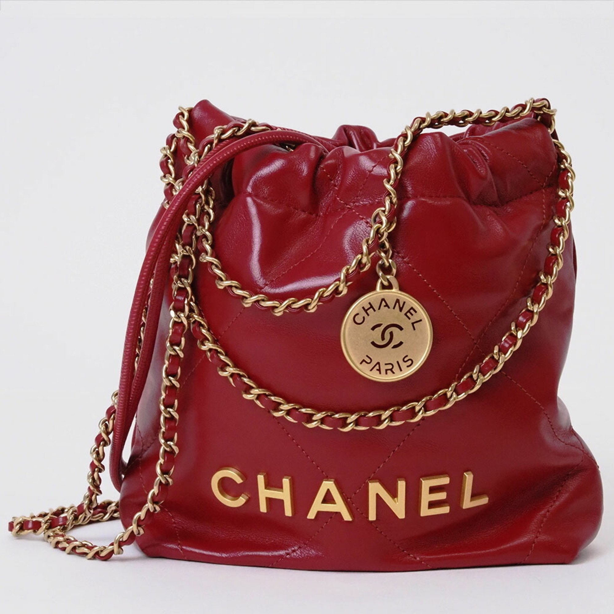 CHANEL Chanel 22 Handbag Shoulder Bag Red AS3980 Women's Shiny Calfskin