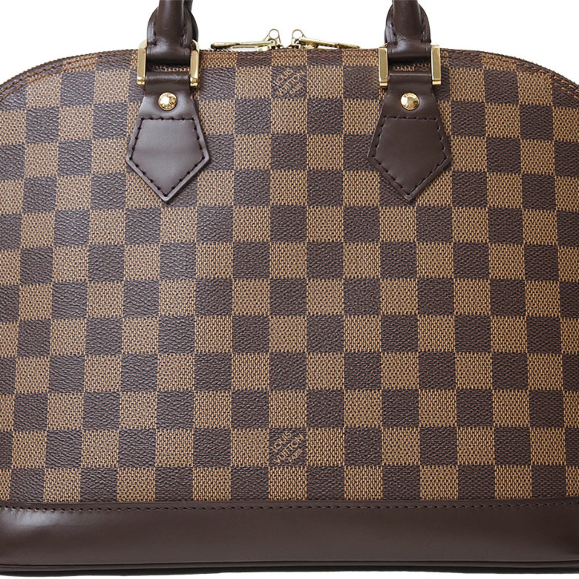 Louis Vuitton Alma Handbag Damier Ebene N51131 Women's Canvas Fan Shape LOUIS VUITTON