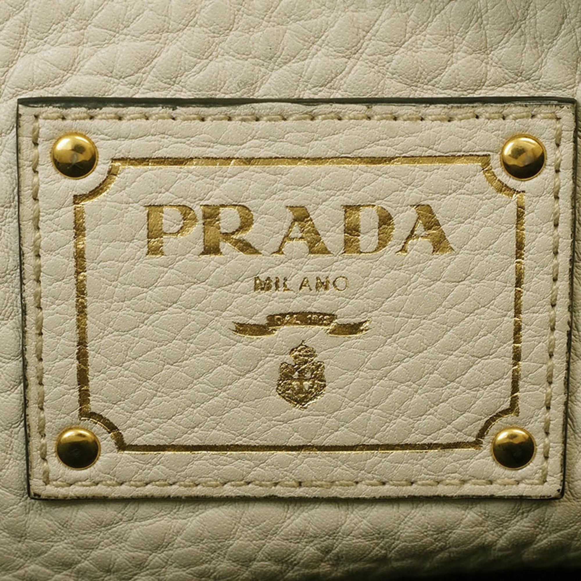 Prada Handbag Shoulder Bag Ivory BN2673 Women's Leather No Storage PRADA