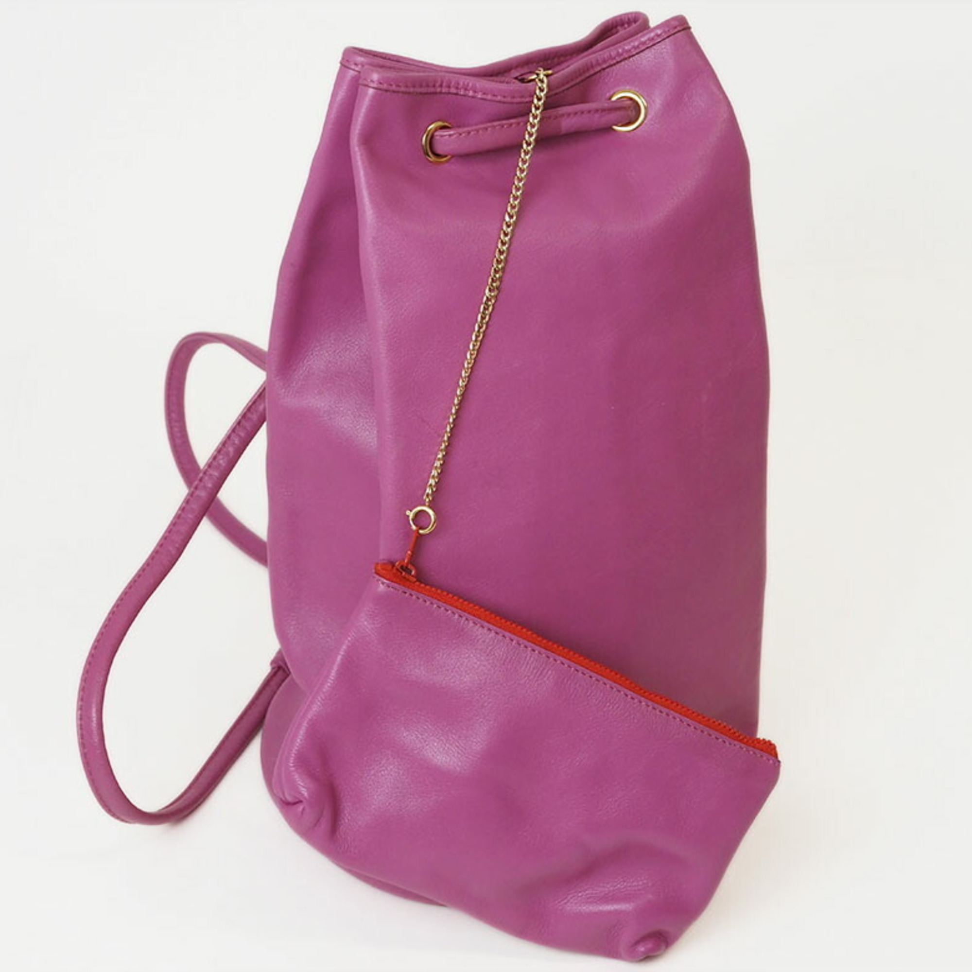 Celine Old Backpack Rucksack Purple M90 Women's Leather CELINE