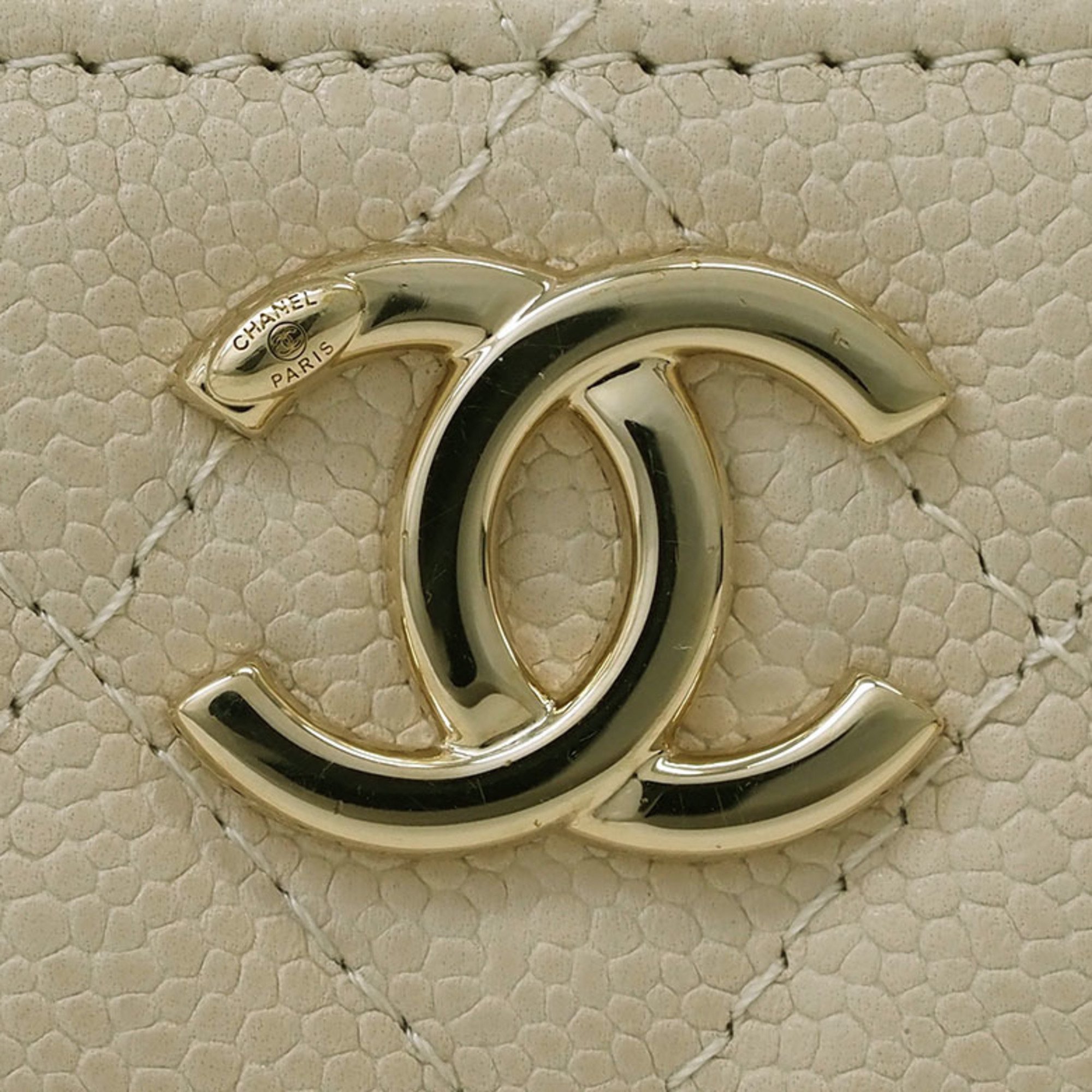 Chanel Vanity Chain Shoulder Bag Beige AP2912 Women's Caviar Skin CHANEL