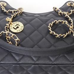 Chanel Matelasse Chain Shoulder Bag Hobo Black AS3690 Women's Caviar Skin CHANEL