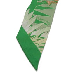 HERMES TWELL Scarf Muffler 100% Silk Green Multicolor