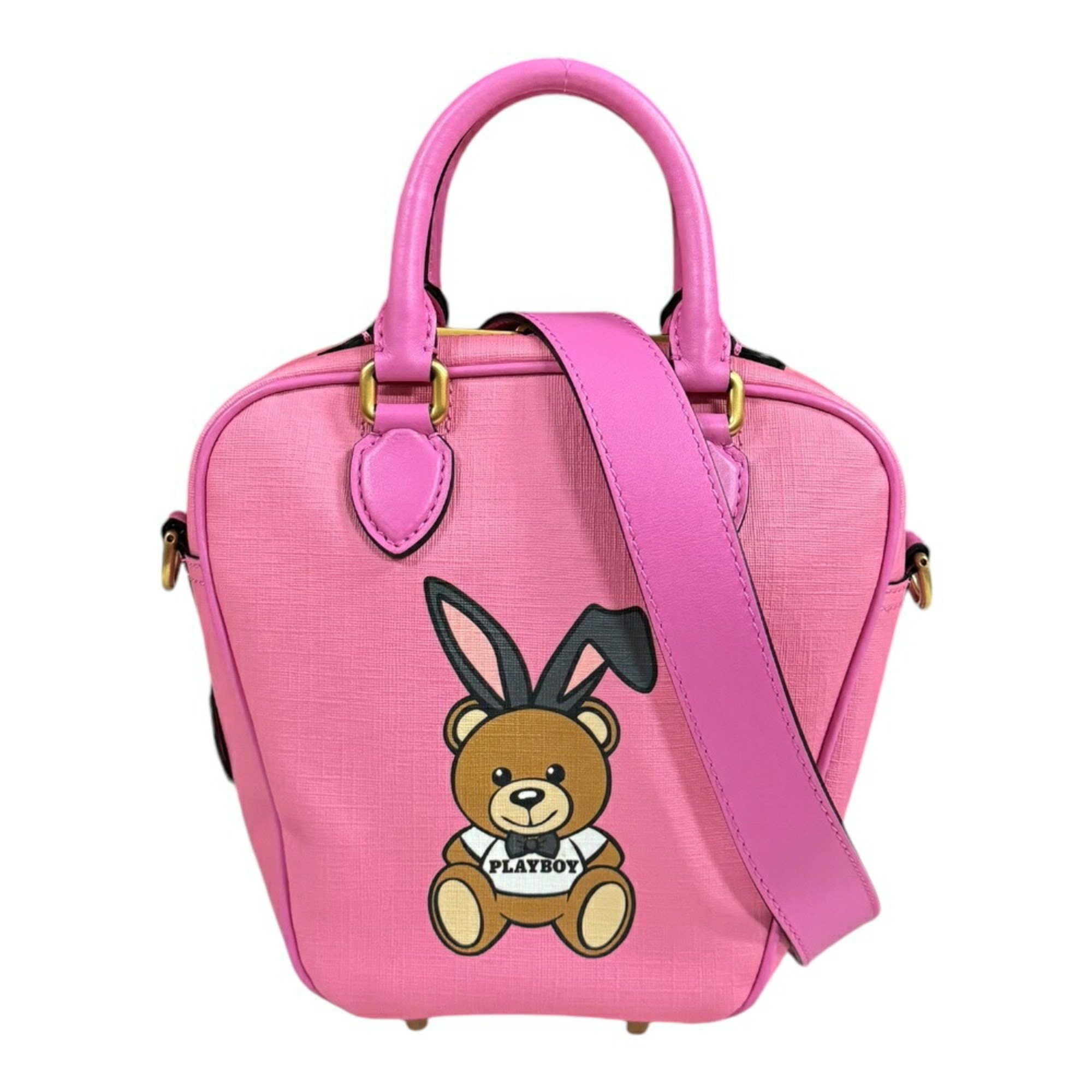 Moschino Playboy collaboration shoulder bag leather pink women s MOSCHINO eLADY Globazone