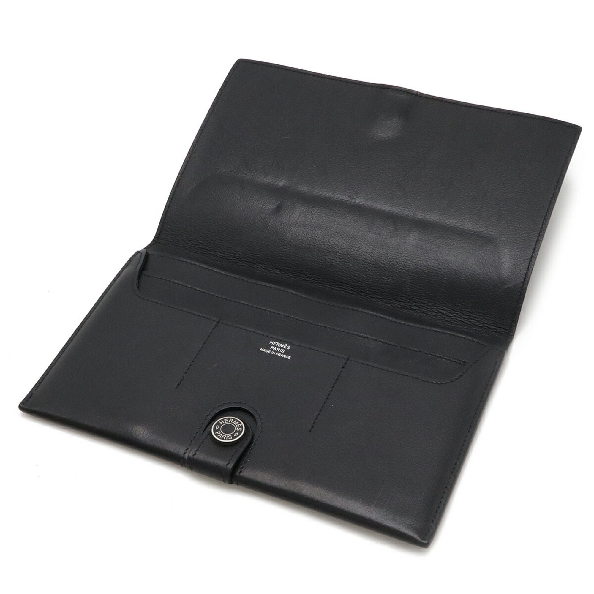 HERMES R.M.S Totenmaine Wallet Long Billfold Bi-fold Evergrain Black B Stamp H085246CK89