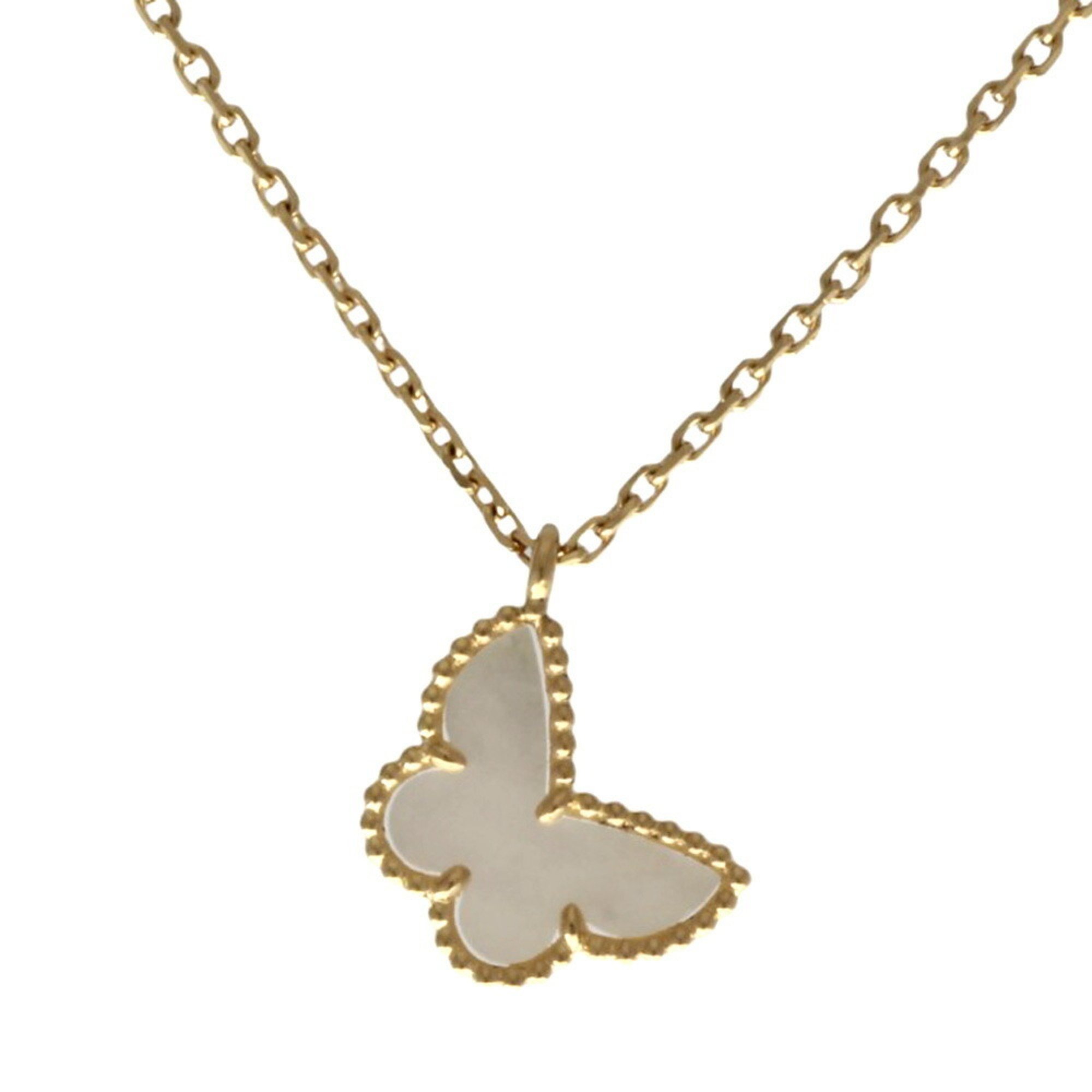 Van Cleef & Arpels Sweet Alhambra Papillon Necklace 18K Mother of Pearl Women's