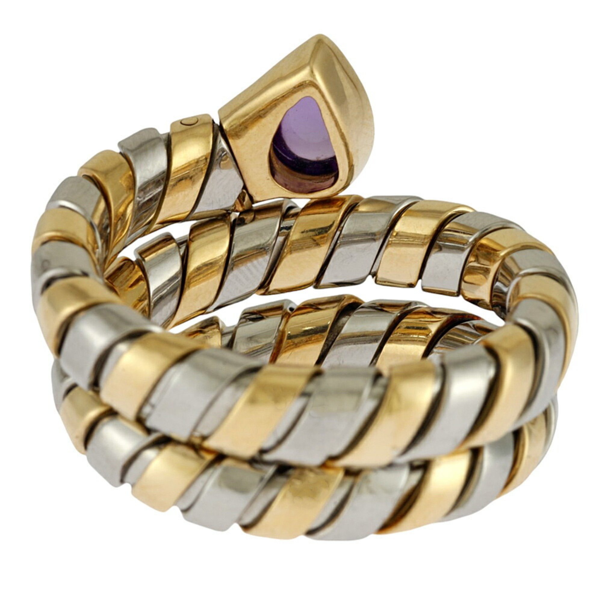 BVLGARI Tubogas Amethyst Ring, Bvlgari, size 13, 18k gold, amethyst, women's,