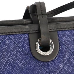 CHANEL Wild Stitch Coco Mark Tote Bag Caviar Skin Blue Women's