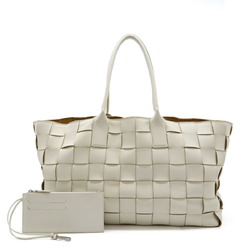 BOTTEGA VENETA Bottega Veneta Maxi Intrecciato Cabas Tote Bag Leather White