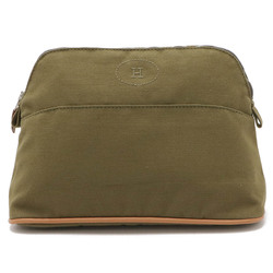 HERMES Bolide Pouch 25 Multi-Pouch Canvas Leather Khaki