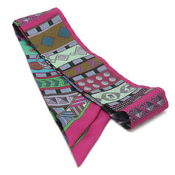 HERMES TWELL Scarf Muffler 100% Silk Purple Multicolor