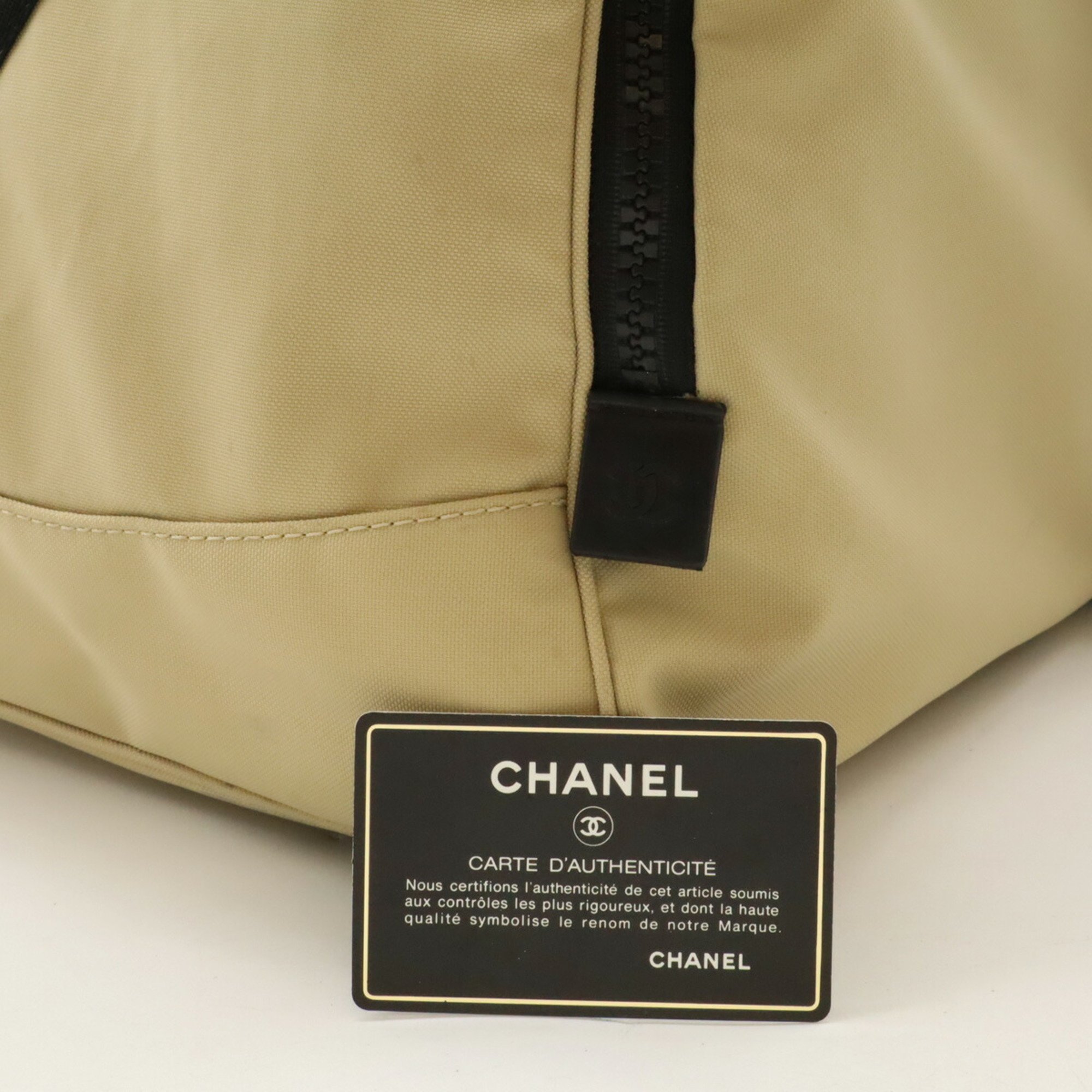 CHANEL Chanel Sports Line Boston Bag Travel Shoulder Nylon Beige Black A19977