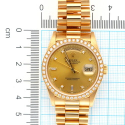 Rolex Day-Date Oyster Perpetual Watch 18K 18348 Automatic Men's ROLEX L Series 1989-1990 Diamond Bezel 8P Round Diamonds 2P Baguette Overhauled