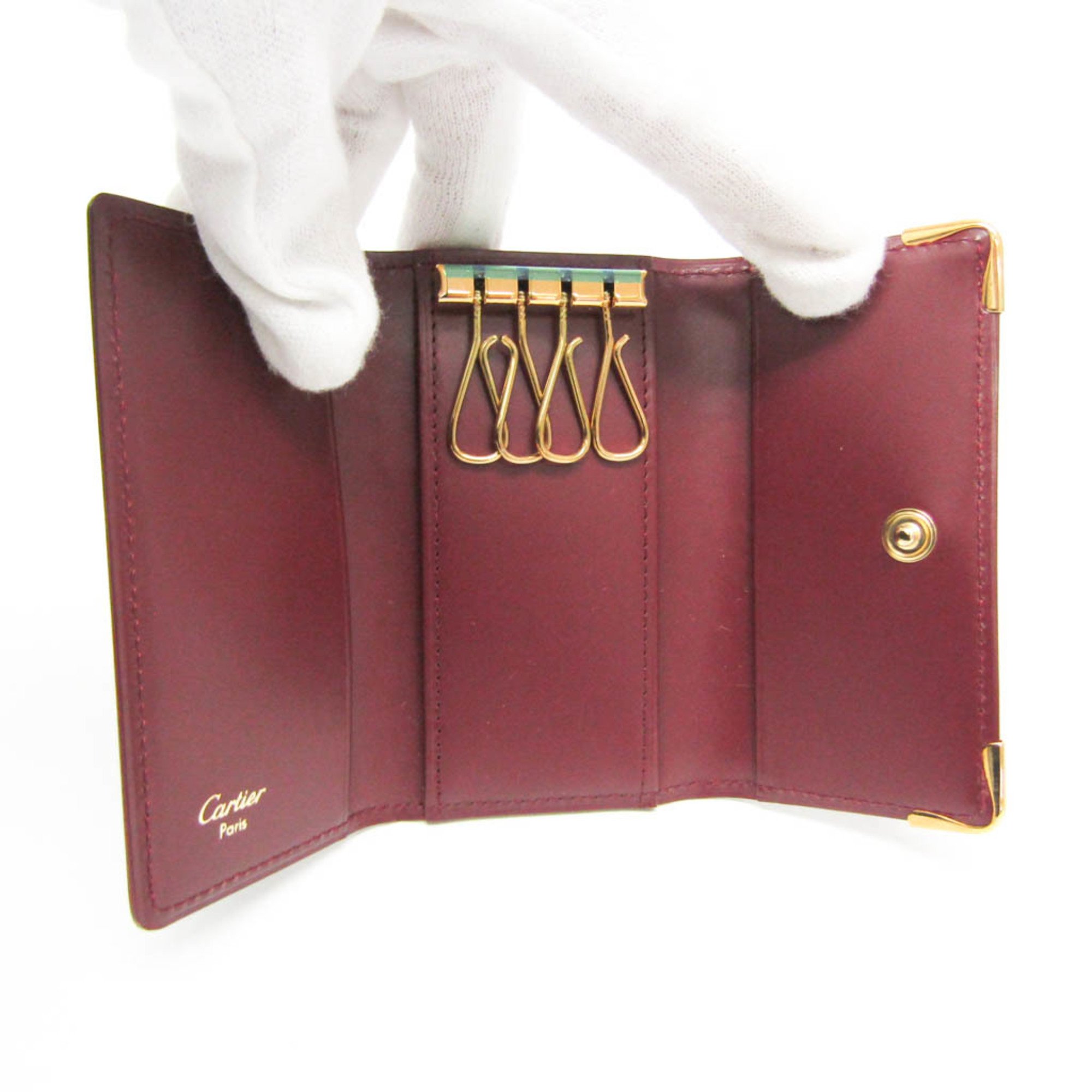 Cartier Must L3000453 Women's Leather Key Case Bordeaux