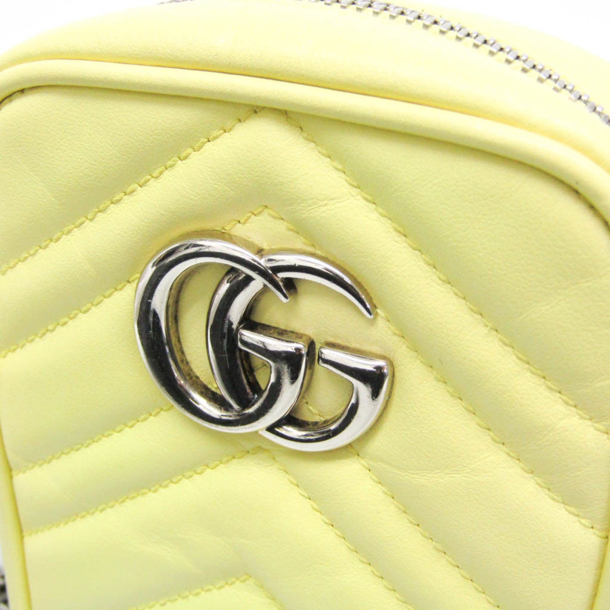 Gucci GG Marmont 598597 Women's Leather Shoulder Bag Yellow