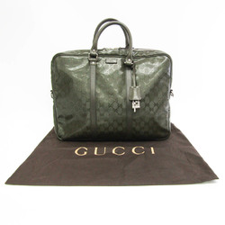 Gucci GG Imprimé 201480 Men's PVC,Leather Briefcase,Handbag Khaki