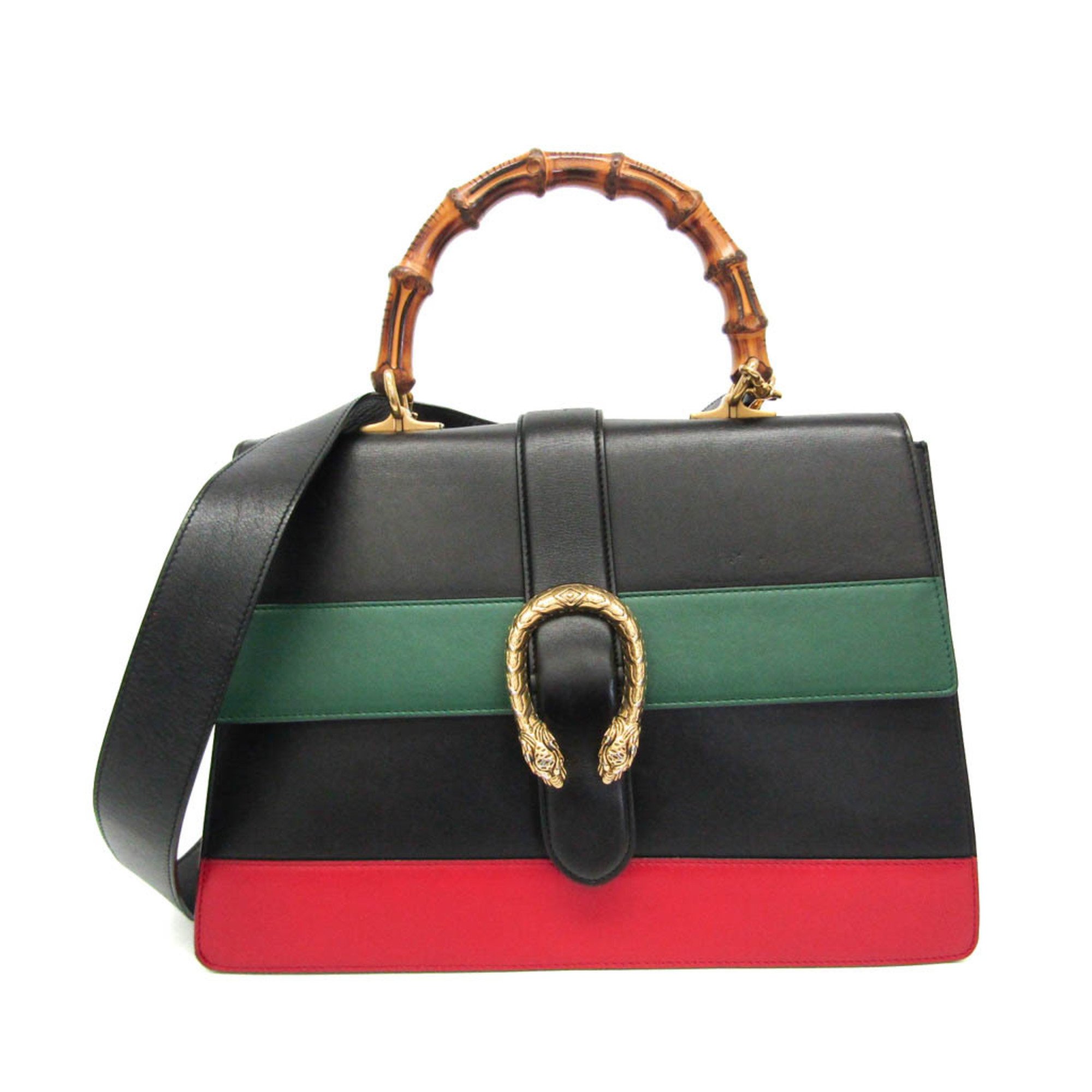 Gucci Bamboo Dionysus 421999 Women's Leather Handbag,Shoulder Bag Black,Green,Red Color