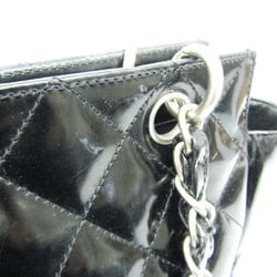 Chanel Matelasse Chain Handle Women's Patent Leather Handbag Black