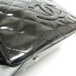 Chanel Matelasse Chain Handle Women's Patent Leather Handbag Black