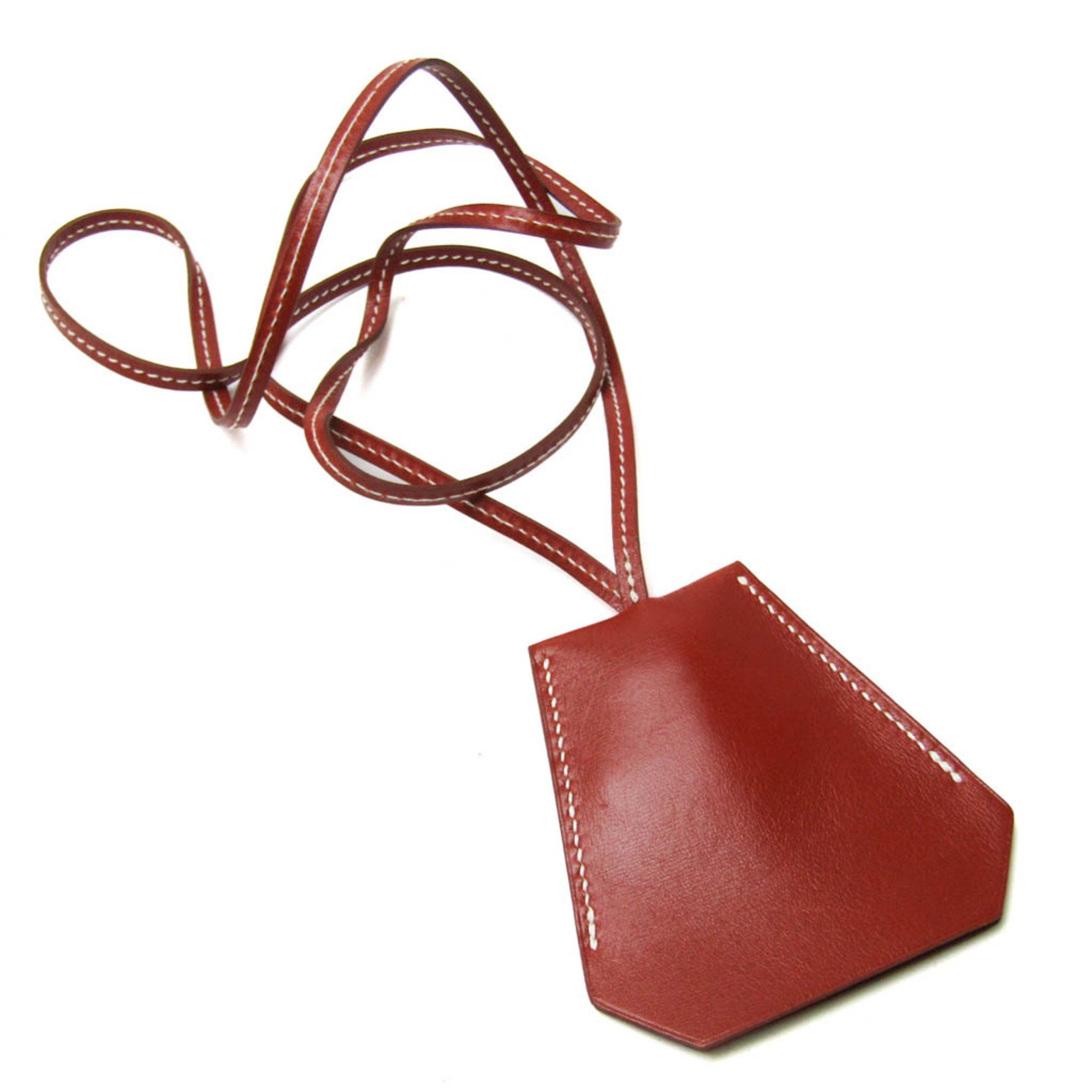 Hermes Clochette Key Ring Leather,Metal No Stone Men,Women Casual Pendant Necklace (Brown)