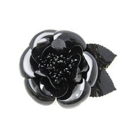 Chanel Camellia Plastic Brooch Black