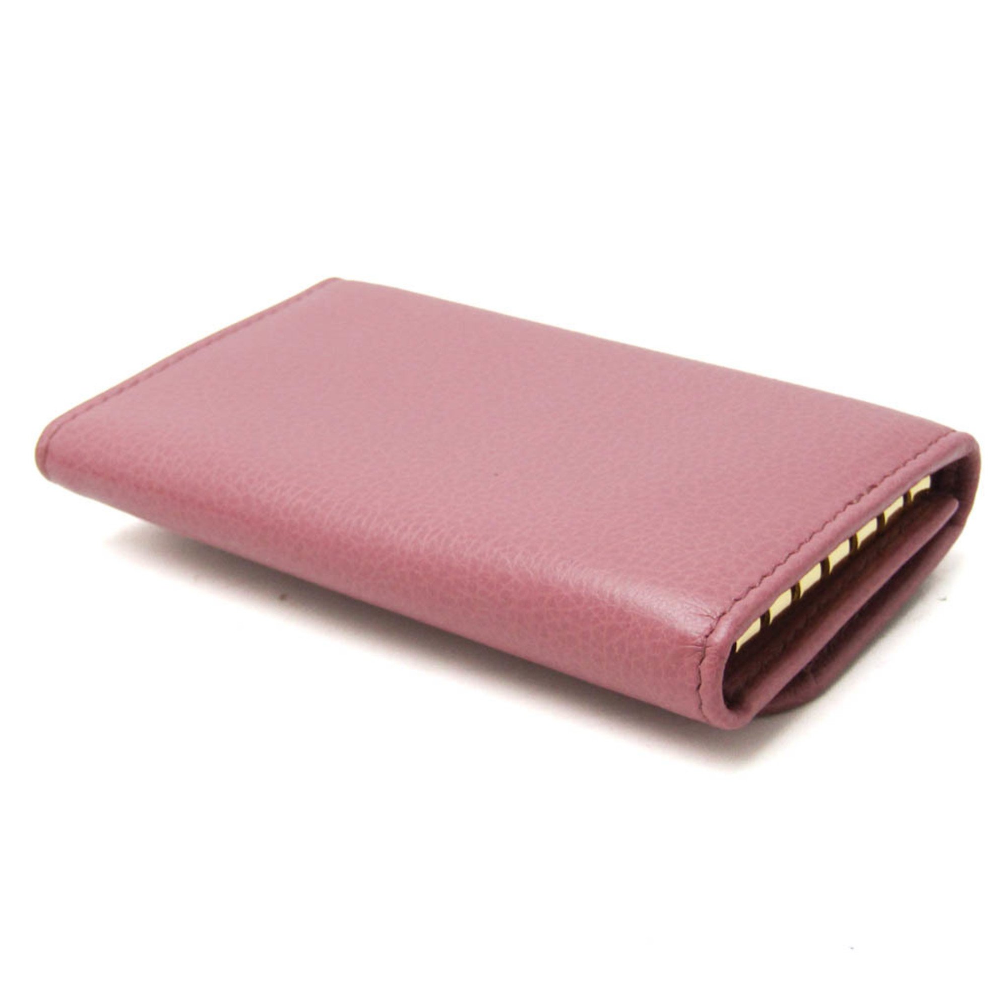 Prada GLACE CALF 1PG222 Women's Leather Key Case Pink