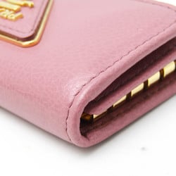 Prada GLACE CALF 1PG222 Women's Leather Key Case Pink