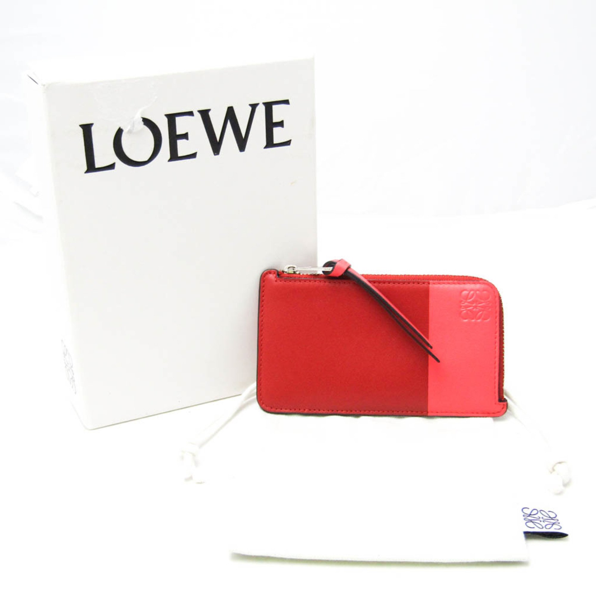 Loewe Anagram Fragment Case Leather Card Case Pink,Red Color