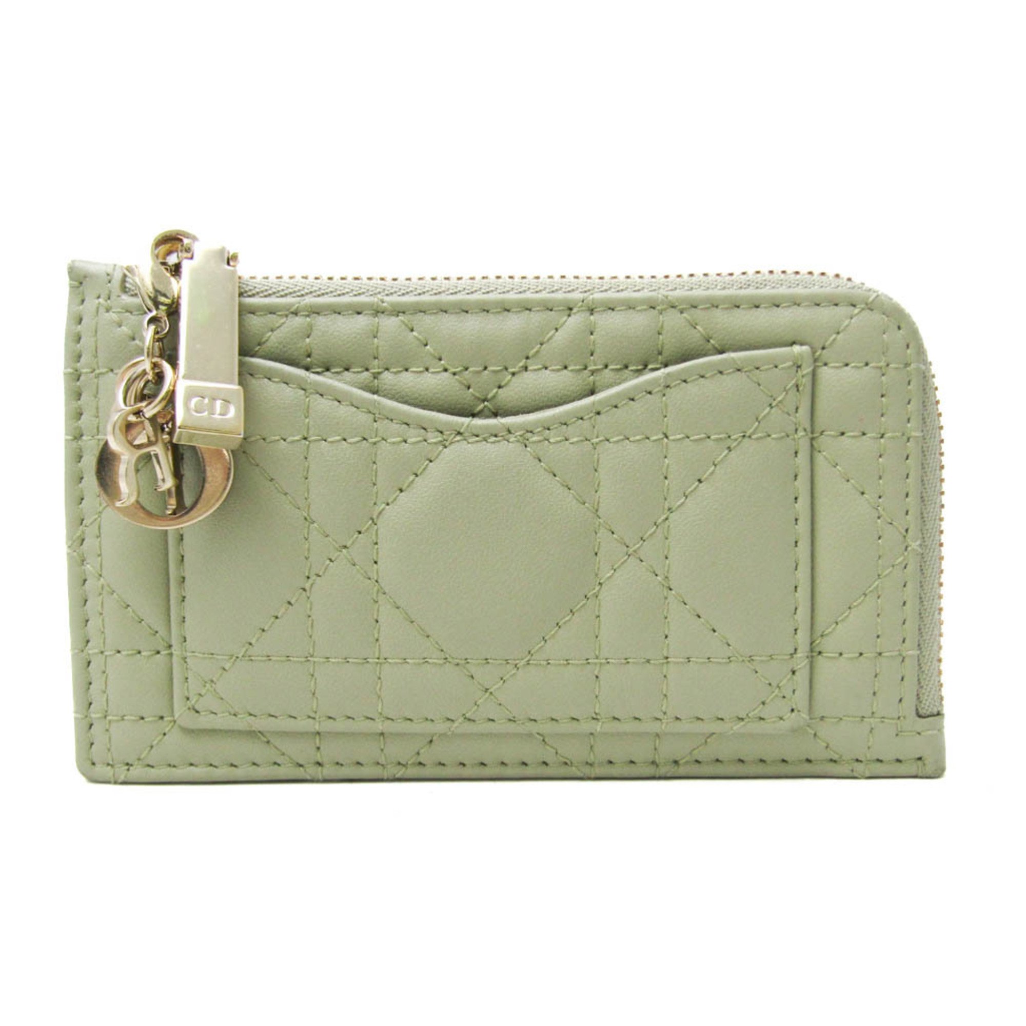 Christian Dior LADY DIOR Coin Case S0965ONMJ Leather Card Case Light Green