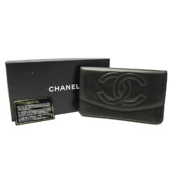 Chanel Women's  Lambskin Long Wallet (bi-fold) Black