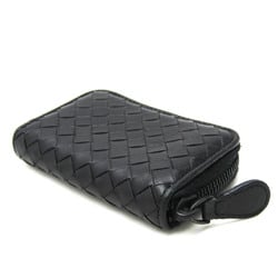 Bottega Veneta Intrecciato Round Zip 114075 Men,Women Leather Coin Purse/coin Case Black