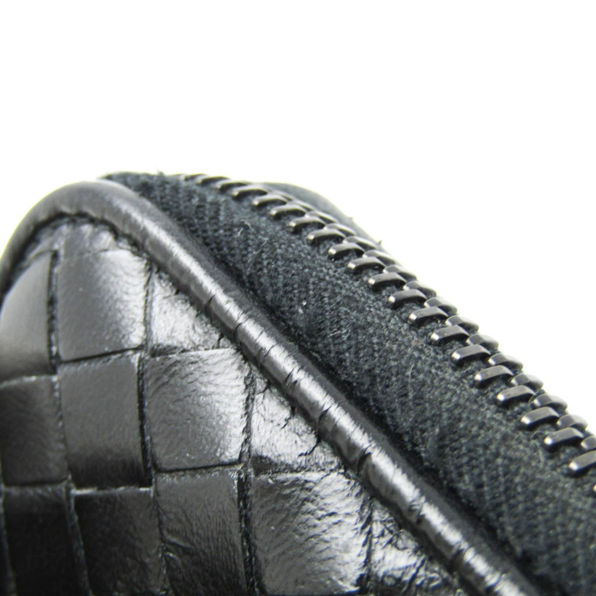 Bottega Veneta Intrecciato Round Zip 114075 Men,Women Leather Coin Purse/coin Case Black