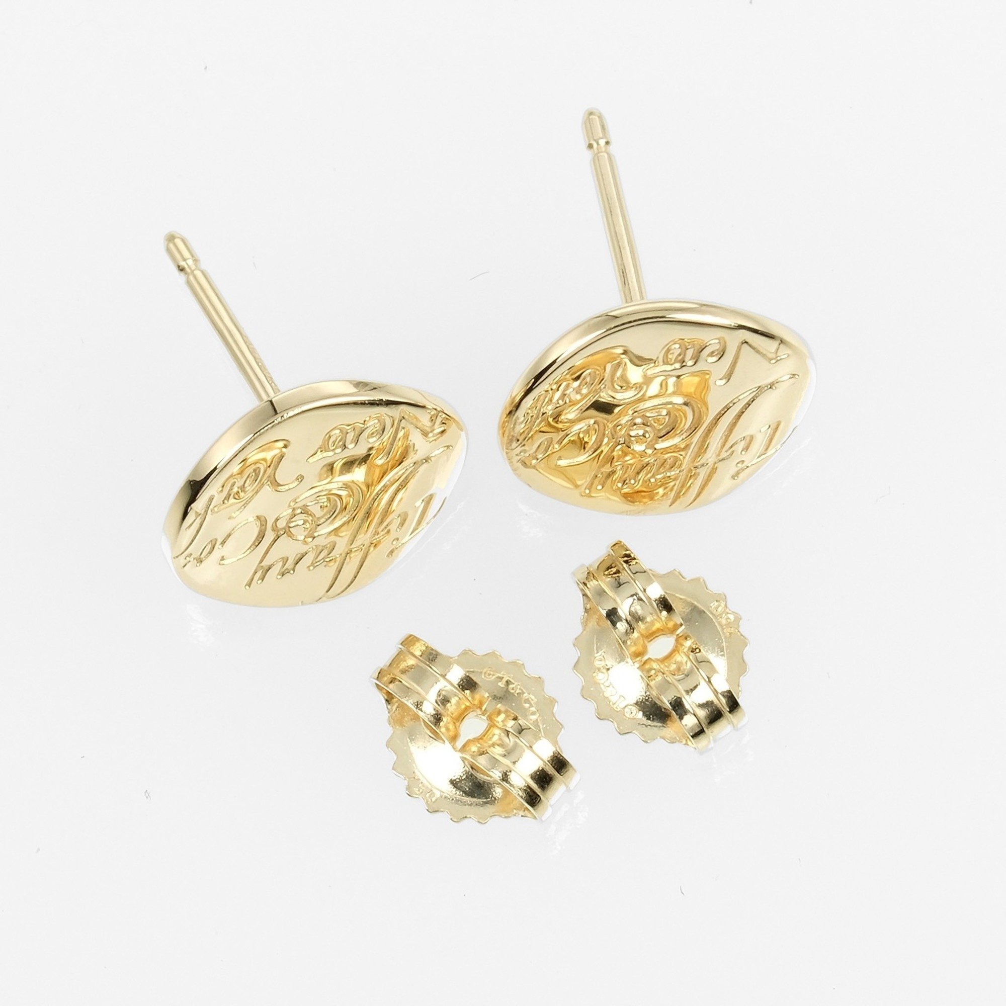 Tiffany TIFFANY&Co. Notes Round Earrings K18YG Yellow Gold Approx. 2.3g