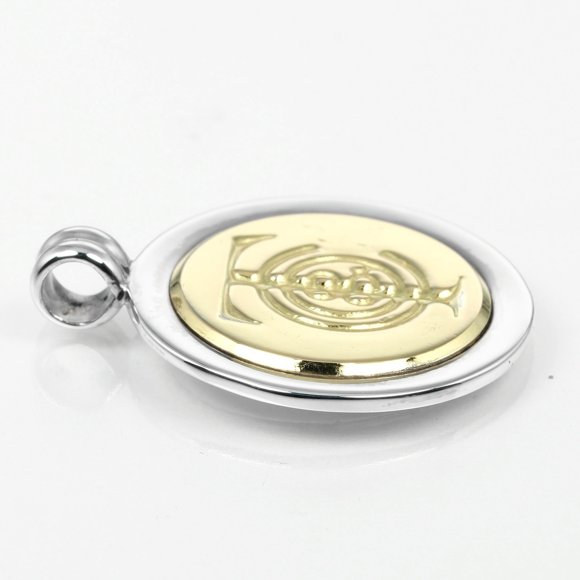 Tiffany TIFFANY&Co. T&C Coin Pendant Top Silver 925 K18YG Yellow Gold Approx. 10.7g