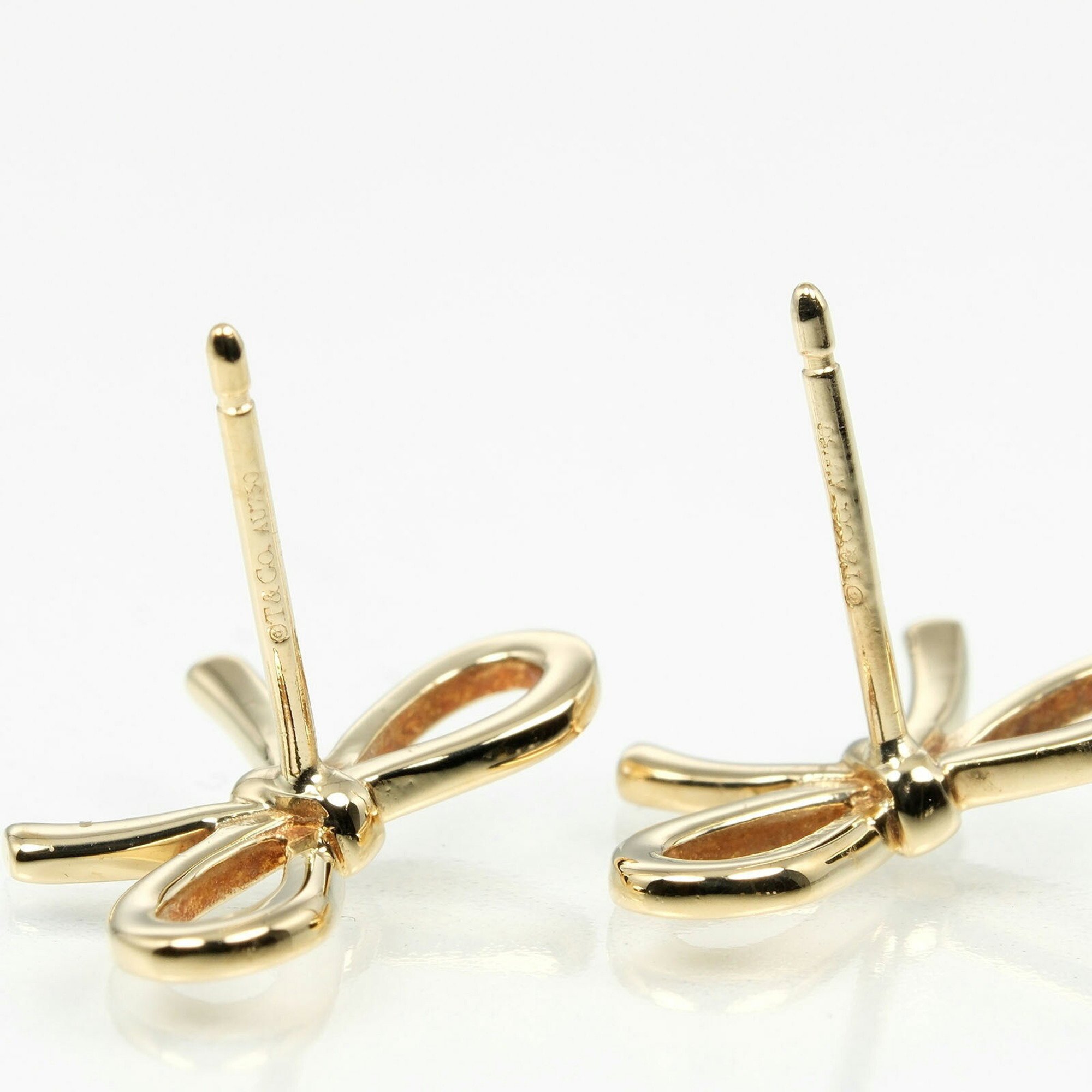 Tiffany TIFFANY&Co. Ribbon earrings K18YG Yellow gold approx. 2g