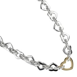 Tiffany & Co. Heart Link Necklace 925 Silver, 18K Yellow Gold, Approx. 73g