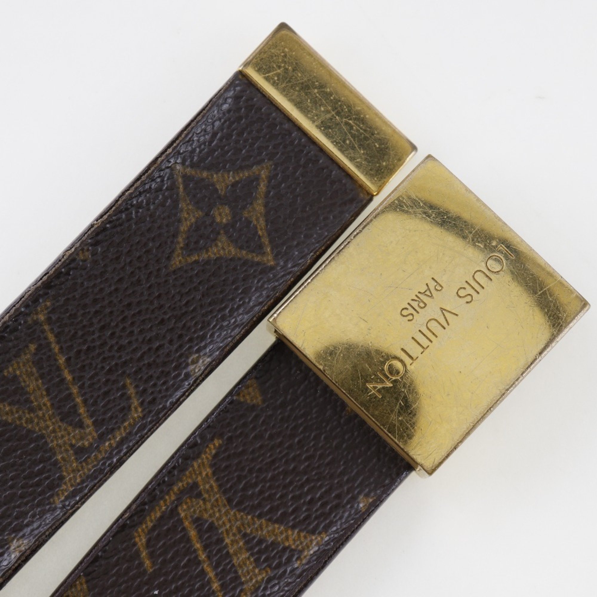 Louis Vuitton LOUIS VUITTON Ceinture Carre Belt M6800 Monogram Canvas 2002 Brown LB1002 Men's