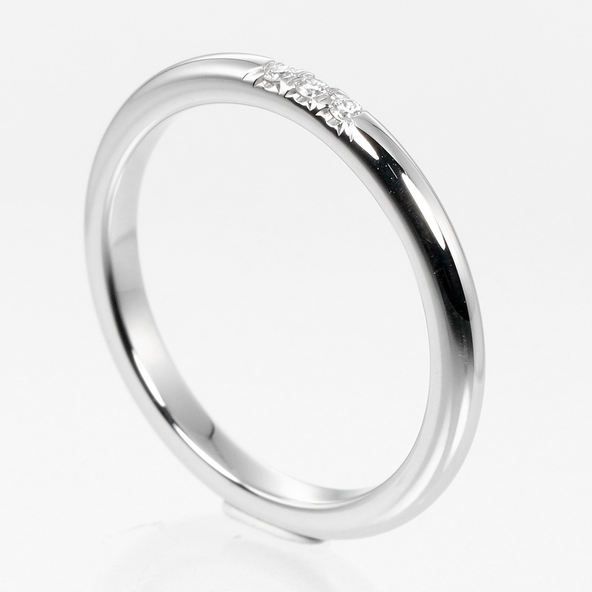 Tiffany TIFFANY & Co. Classic Band Size 9 Ring 2mm Model Pt950 Platinum 3P Diamond Approx. 3.15g