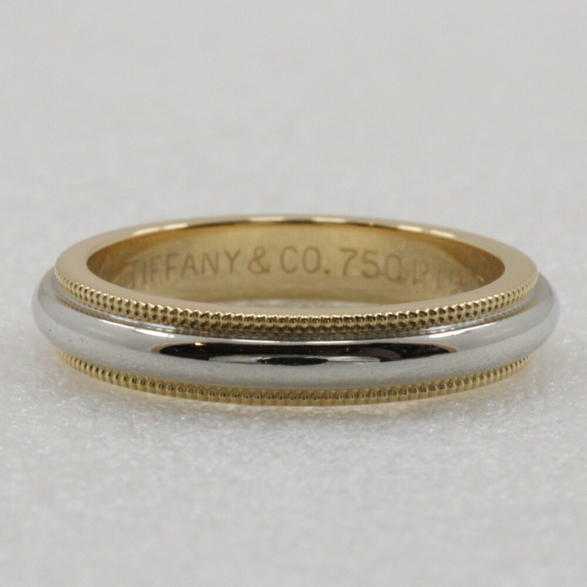 Tiffany & Co. Milgrain size 9 ring, Pt950 platinum x K18 yellow gold, approx. 5.4g, for women