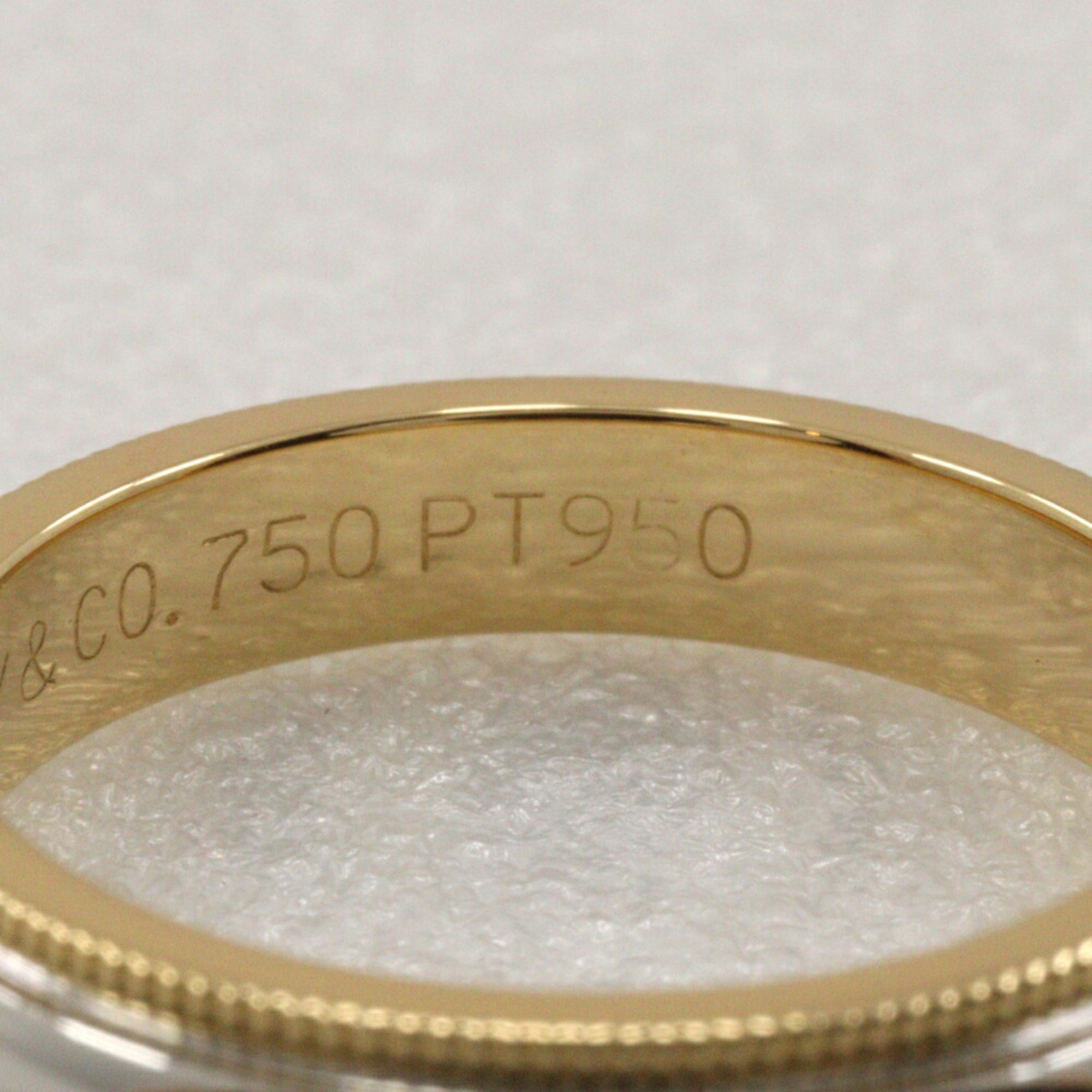 Tiffany & Co. Milgrain size 9 ring, Pt950 platinum x K18 yellow gold, approx. 5.4g, for women