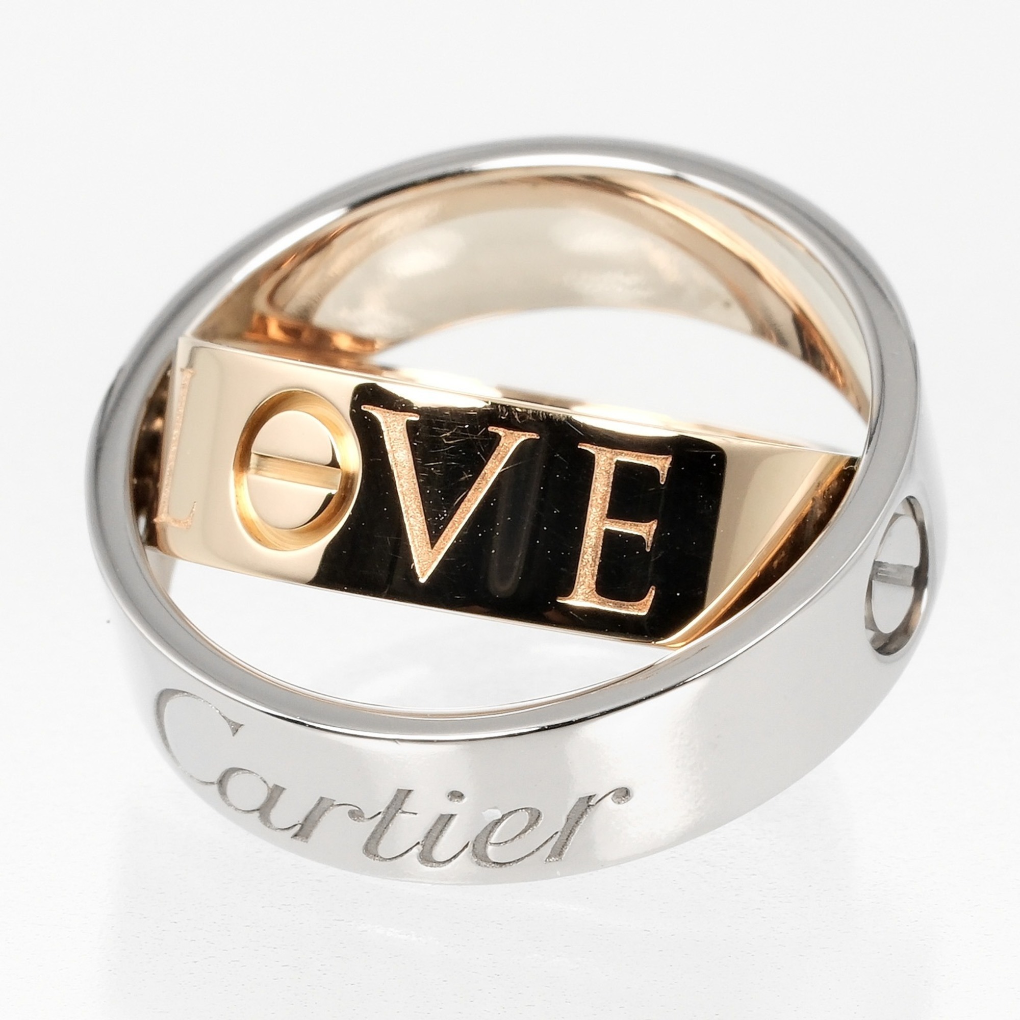 Cartier Secret Love size 9.5 ring, K18WG white gold, K18PG pink approx. 10.3g