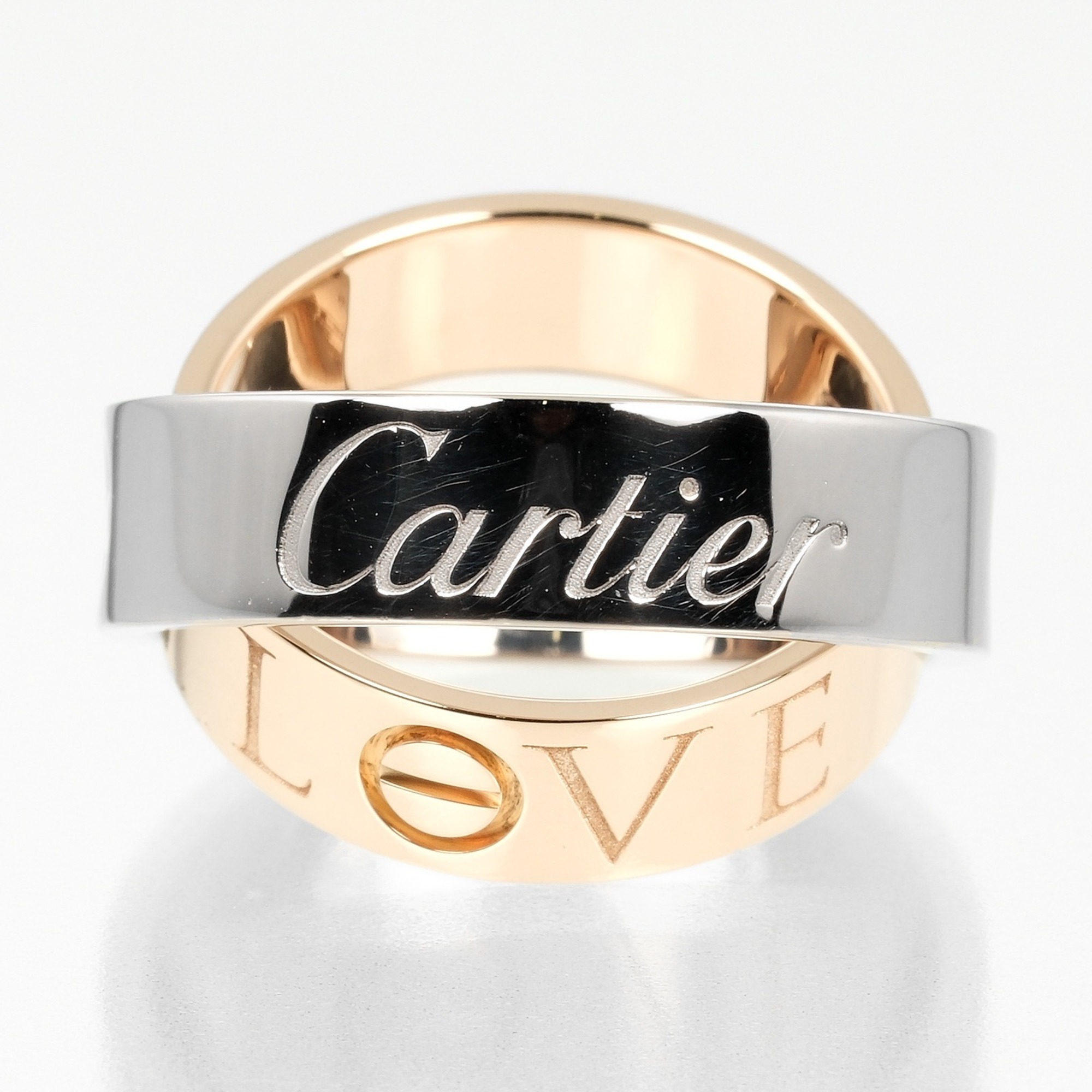 Cartier Secret Love size 9.5 ring, K18WG white gold, K18PG pink approx. 10.3g