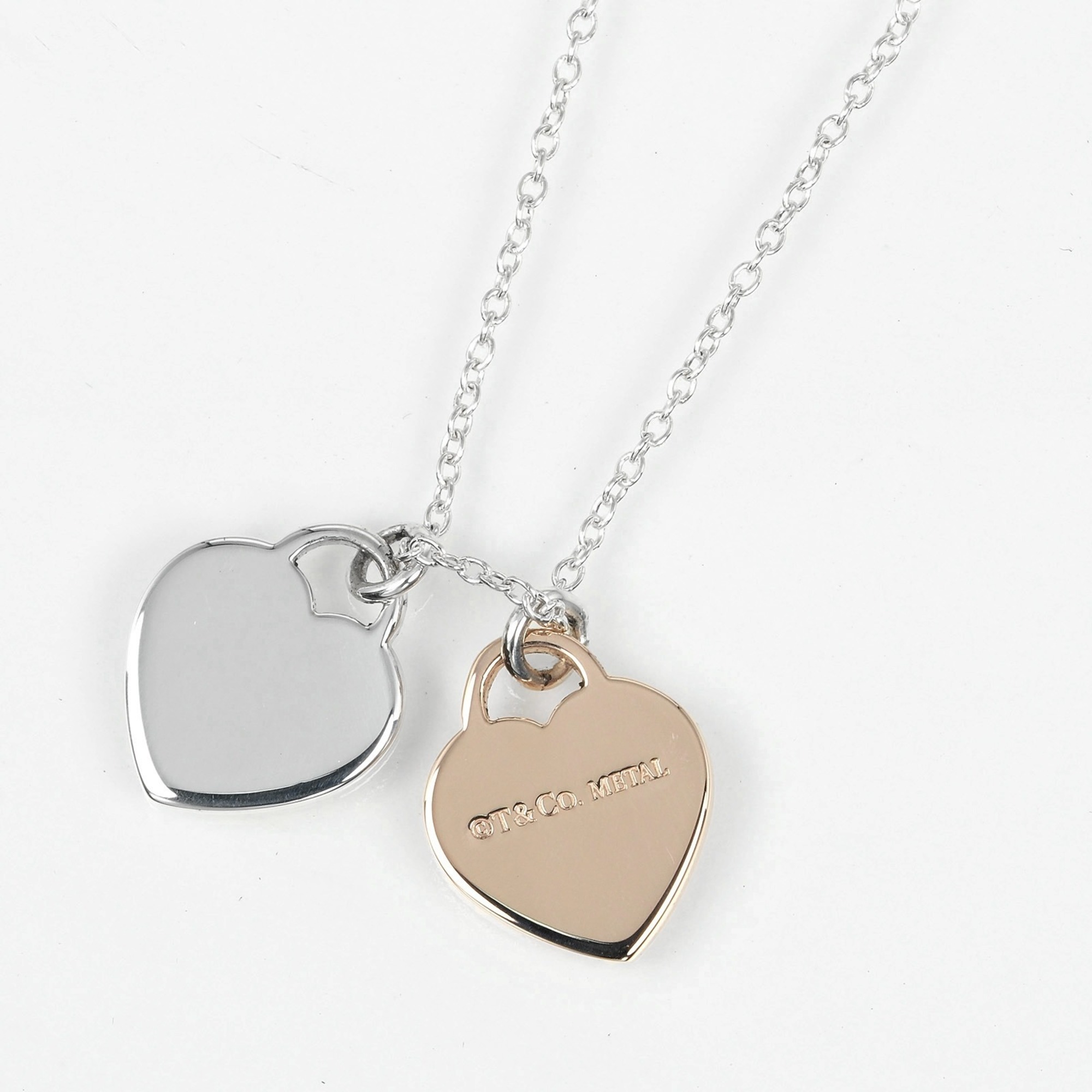 Tiffany TIFFANY&Co. Return to Double Heart Tag Necklace Silver 925 Rubedo Metal Approx. 2.8g