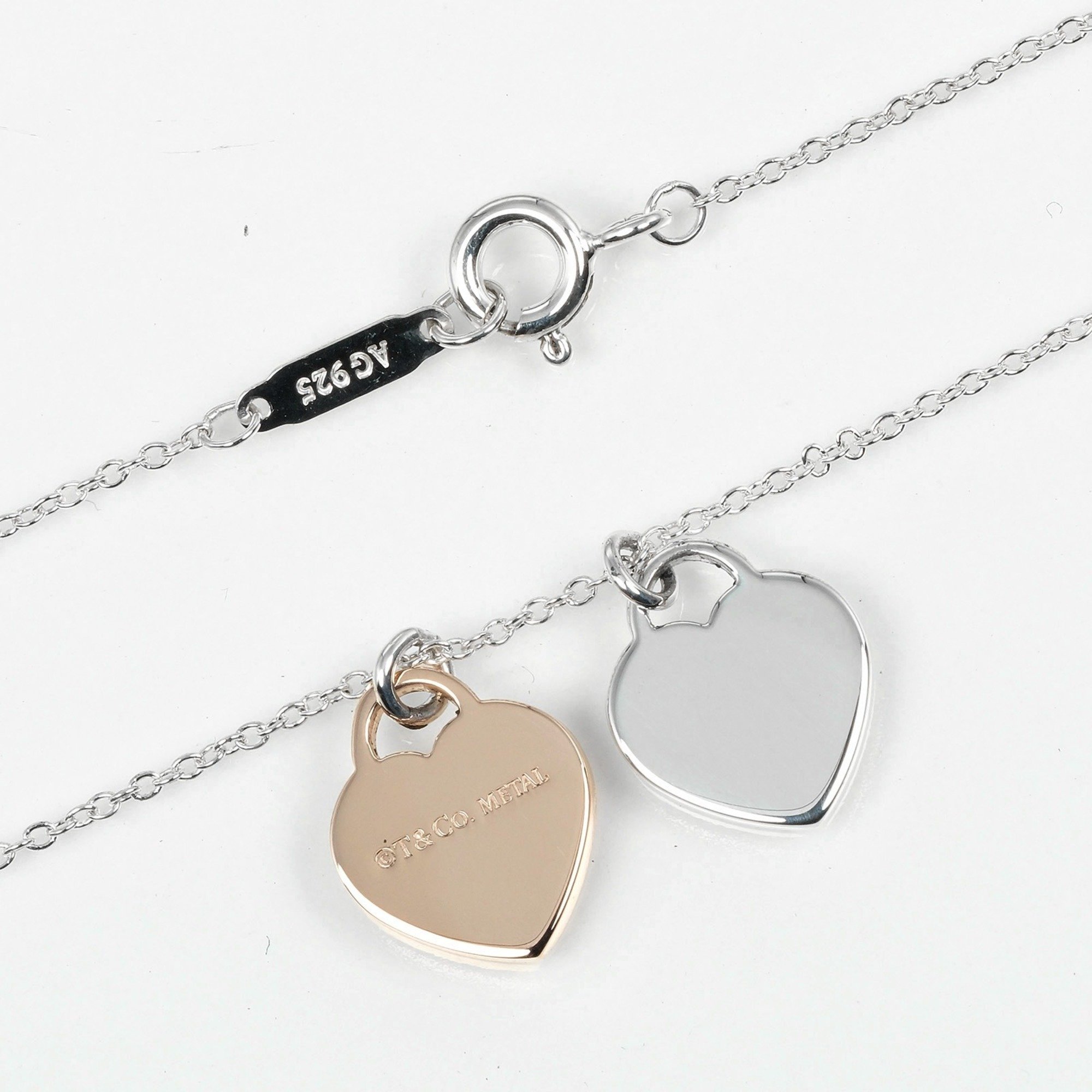 Tiffany TIFFANY&Co. Return to Double Heart Tag Necklace Silver 925 Rubedo Metal Approx. 2.8g